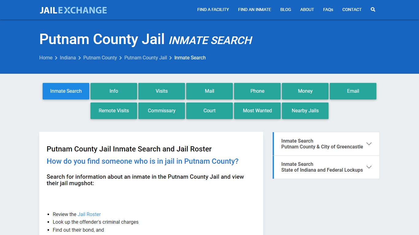 Inmate Search: Roster & Mugshots - Putnam County Jail, IN - Jail Exchange